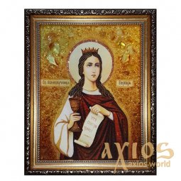Янтарная икона Святая великомученица Варвара 20x30 см - фото