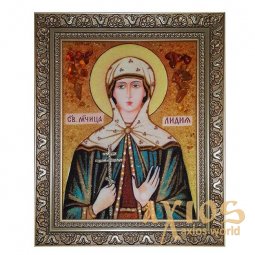 Янтарная икона Святая мученица Лидия 20x30 см - фото