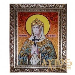 Янтарная икона Святая равноапостольная княгиня Ольга 20x30 см - фото