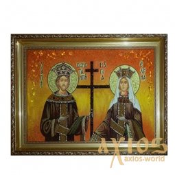 Янтарная икона Святые равноапостольные Константин и Елена 20x30 см - фото