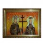 Янтарная икона Святые равноапостольные Константин и Елена 20x30 см