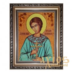 Янтарная икона Святой праведный Артемий 20x30 см - фото