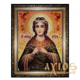 Янтарная икона Святая мученица Вера 20x30 см - фото