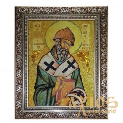Янтарная икона Святой Спиридон Тримифунтский 20x30 см - фото