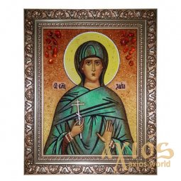 Янтарная икона Святая великомученица Злата 20x30 см - фото