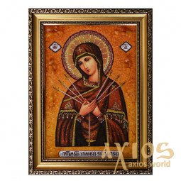 Янтарная икона Божия Матерь Семистрельная 20x30 см - фото