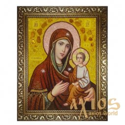 Янтарная икона Пресвятая Богородица Тихвинская 20x30 см - фото