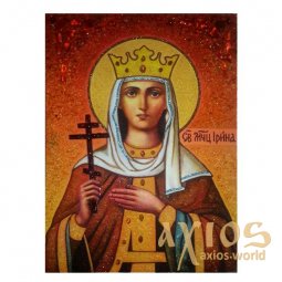 Янтарная икона Святая мученица Ирина 20x30 см - фото