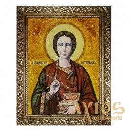 Янтарная икона Святой великомученик и целитель Пантелеймон 20x30 см - фото