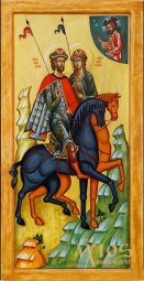 Икона Святые благоверные князья Борис и Глеб 19х37 см - фото