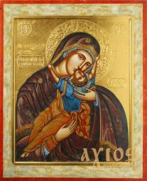 Икона Пресвятая Богородица Взыграние Младенца 30х37,5 см - фото
