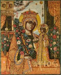 Икона Пресвятая Богородица Неувядаемый цвет 30х37,5 см - фото