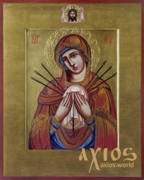 Икона под старину Пресвятая Богородица Умягчение злых сердец 30х37,5 см - фото