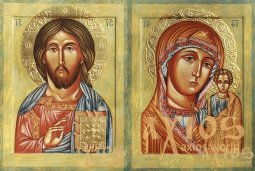 Венчальная пара икон Господь и Богородица 18x24 см - фото