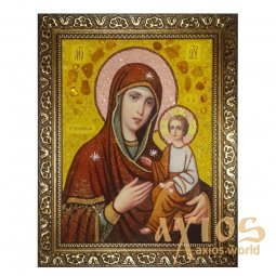 Янтарная икона Пресвятая Богородица Тихвинская 30x40 см - фото
