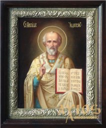 Писаная Икона Святой Николай Чудотворец 31х25 см - фото