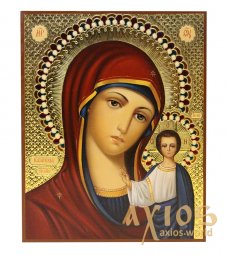 Писаная Икона Казанская Богородица 16х20 см - фото