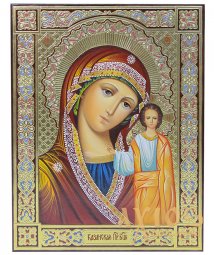 Писаная Икона Казанская Богородица 22х17,5 см - фото