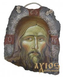Писаная икона на камне Спаситель 24х31 см - фото