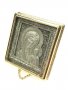 Икона в металле Богородица Казанская, посеребрение, позолоченная рамка, 5х5 см