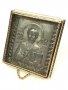 Икона в металле Святой Николай, посеребрение, позолоченная рамка, 5х5 см