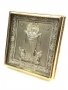 Икона в металле Покрова, посеребрение, позолоченная рамка, 8х8 см