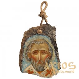 Икона Святого Николая, писаная на камне, яичная темпера, позолота,  24х19 см - фото