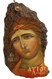 Писаная икона на камне Ангел Хранитель 35х20 см - фото