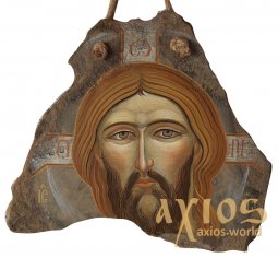 Иисус Христос, икона писаная на камне, яичная темпера, 29х32 см  - фото