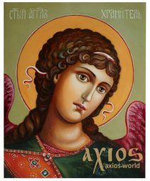 Писаная икона Ангел Хранитель, живопись, масло, 15х20 см - фото