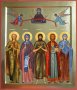 Писаная семейная икона, 5 святых, 30х40 см, золото
