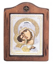 Икона Божья Матерь Владимирская, Итальянский оклад №2, 13х17 см, дерево ольха - фото