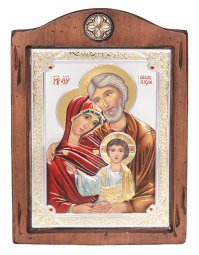 Икона Святое Семейство, Итальянский оклад №3, эмали, 17х21 см, дерево ольха, ПД010520 - фото