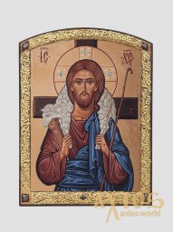 Икона «Пастырь Добрый» с декоративной росписью (С.Вандаловский) - фото