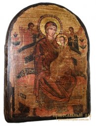Икона под старину Пресвятая Богородица Всецарица арка 17х23 см - фото