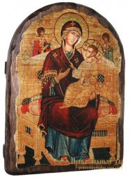 Икона под старину Пресвятая Богородица Всецарица 17х23 см арка - фото