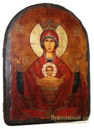 Икона под старину Пресвятая Богородица Неупиваемая Чаша 17х23 см арка - фото