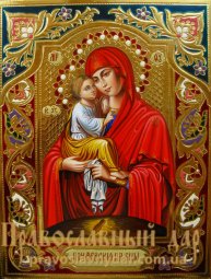 Писаная икона Почаевская Богородица 20х24 см - фото