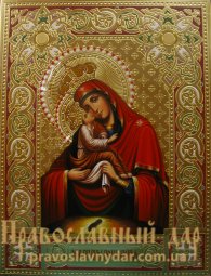 Писаная икона Почаевская Богородица - фото