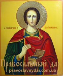 Писаная икона Святой Целитель Пантелеймон - фото