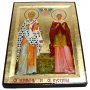 Икона Святые Киприан и Иустиния в позолоте Греческий стиль 17x23 см