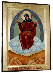 Икона Богоматерь Спорительница Хлебов в позолоте Греческий стиль 17x23 см - фото