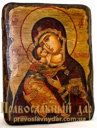 Икона под старину Пресвятая Богородица Владимирская 7x9 см - фото