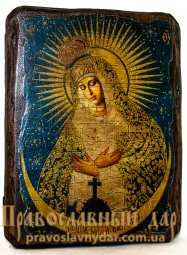 Икона под старину Пресвятая Богородица Остробрамская 7x9 см - фото