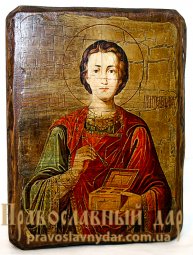 Икона под старину Святой Великомученик и Целитель Пантелеимон 7x9 см - фото
