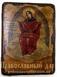 Икона под старину Пресвятая Богородица Спорительница хлебов 7x9 см - фото