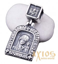 Подвеска «Икона Божией Матери Казанской», серебро 925, с чернением, 30х16 мм, О 131287 - фото