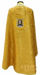 Облачение иерейское, желтая парча, вышитая икона, греческий крой - фото
