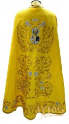 Облачение иерейское, желтый габардин, вышитая икона, греческий крой - фото