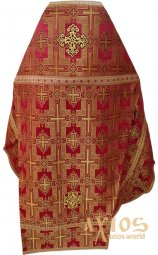 Облачение иерейское, парча красного цвета, ткань "покровский крест" - фото
